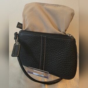 Coach Black Pebbled Leather Wristlet Clutch